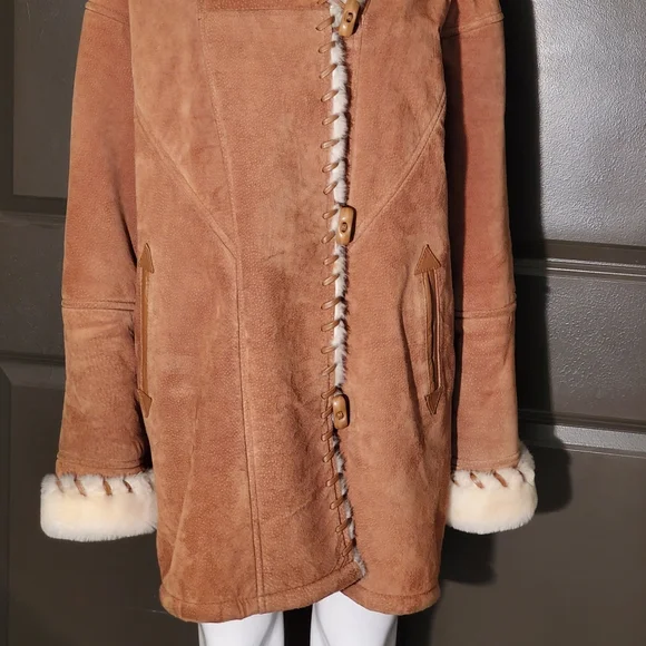 Vintage Marvin Richards Hooded Leather Shearling Coat - Picture 4 of 12